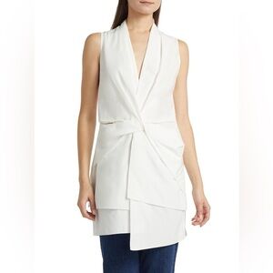 BRANDON MAXWELL Savie Draped Layered Sleeveless Top 100% Cotton Size 0 NWT